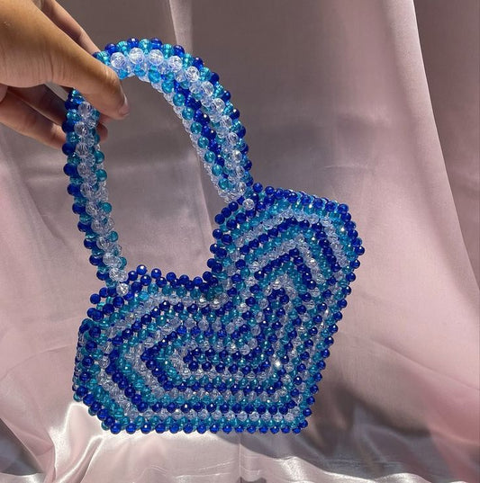 blue heart crystal purse