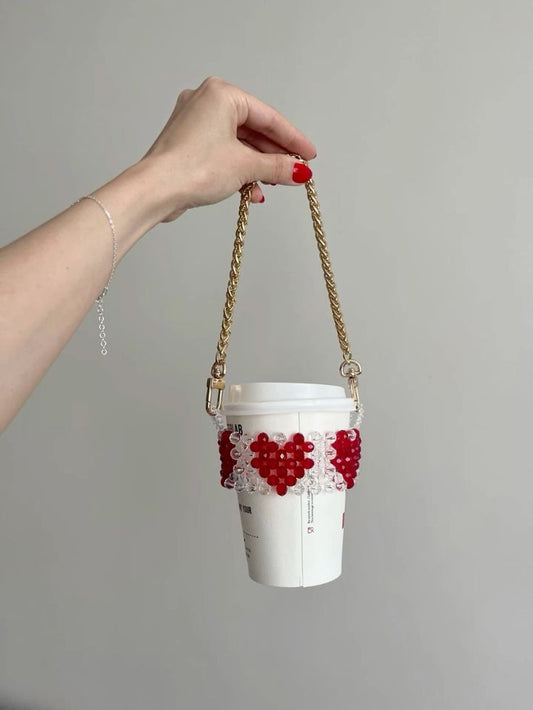 red heart shape cup holder